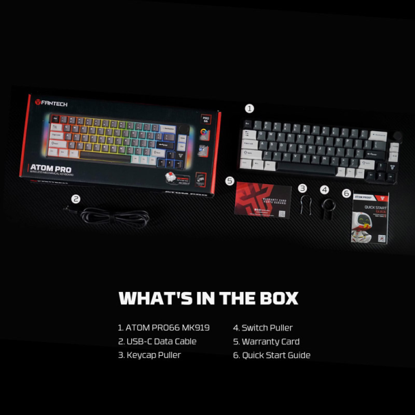 Tastatura mehanička Gaming Fantech MK919 Atom PRO66 crna (Blue switch) - G221127