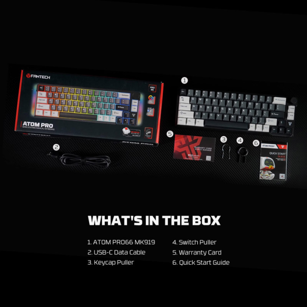 Tastatura mehanička Gaming Fantech MK919 Atom PRO66 crna (Red switch) - G221128