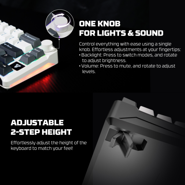 Tastatura mehanička Gaming Fantech MK919 Atom PRO66 siva (Red switch) - 221130