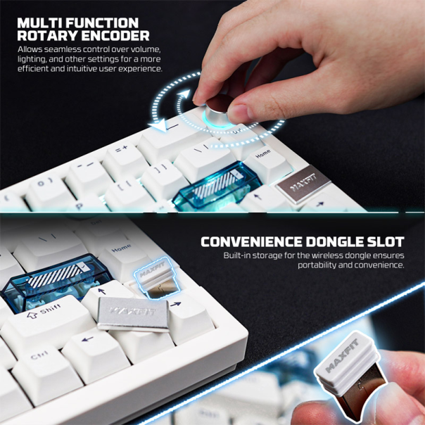 Tastatura mehanička Gaming Fantech MK920 RGB Maxfit 6 Wireless bela (white switch) - G221868