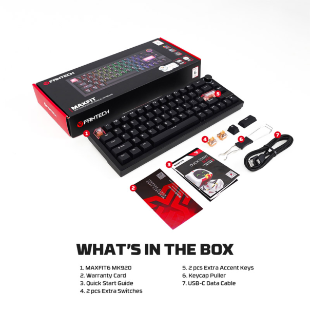 Tastatura mehanička Gaming Fantech MK920 RGB Maxfit 6 Wireless bela (white switch) - G221868