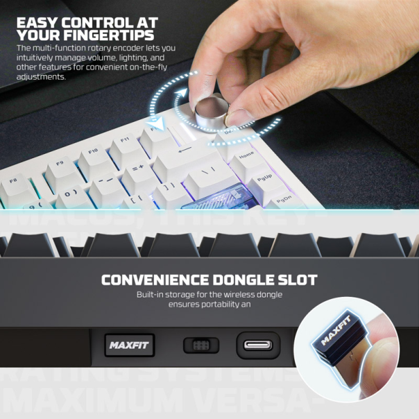 Tastatura mehanička Gaming Fantech MK921 Maxfit 8 Wireless bela (white switch) - G223716