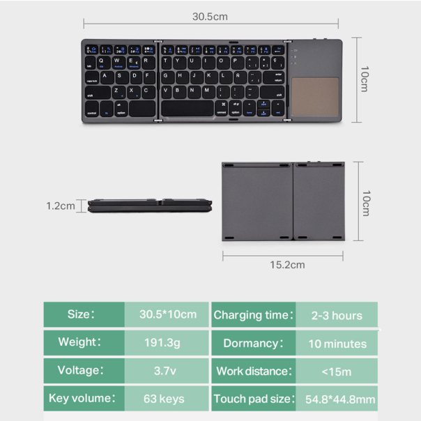 Tastatura Wireless sa touchpadom rasklopiva bela - 220371