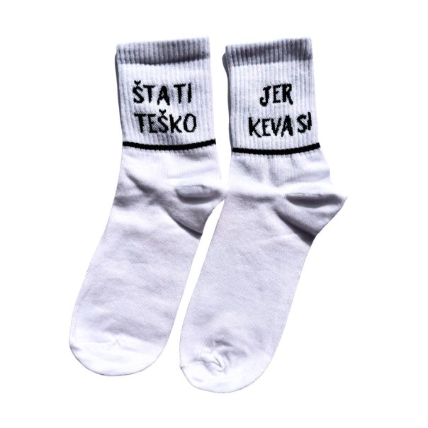 KEVA SI Šta ti teško jer keva si bele  ženske čarape - 21KEVASI