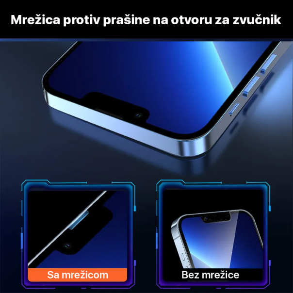 Zastitno Staklo Tempered glass 2.5D dust free Box za iPhone 14 Pro Max 6.7 crni - 207614