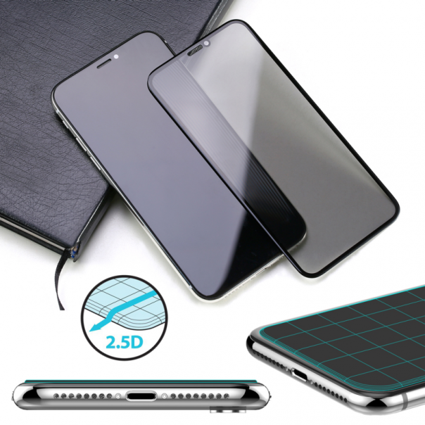 Zastitno Staklo Tempered glass Privacy 2.5D full glue za iPhone XS Max crni - 72926