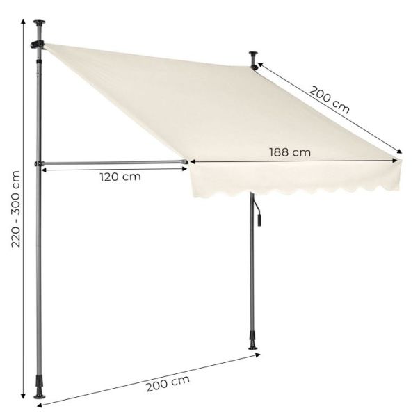 MULTIGARDEN Tenda za terasu i balkon sa podešavanjem visine 2x1.2m beige - EP2377303