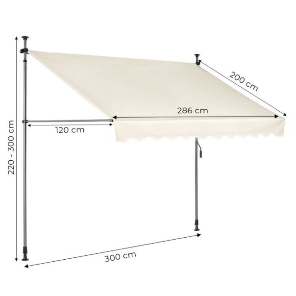 MULTIGARDEN Tenda za terasu i balkon sa podešavanjem visine 3x1.2m beige - EP2377297