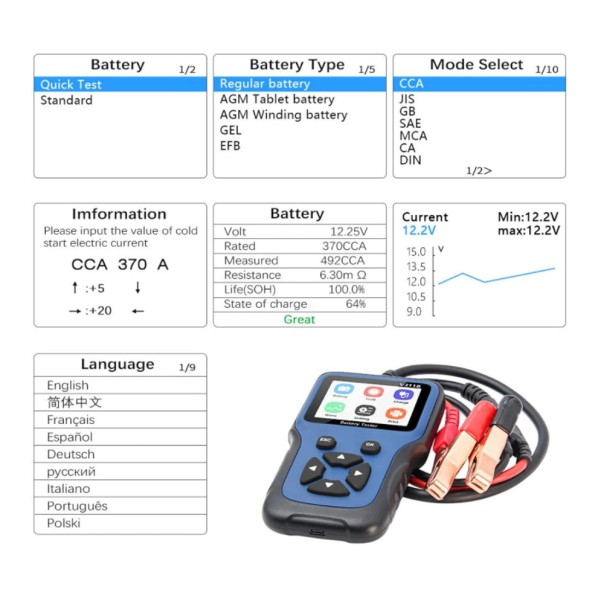 Tester za baterije digitalni V311B JWD plavi - 220859
