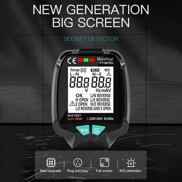 Tester za strujne utičnice JWD crni - 223268