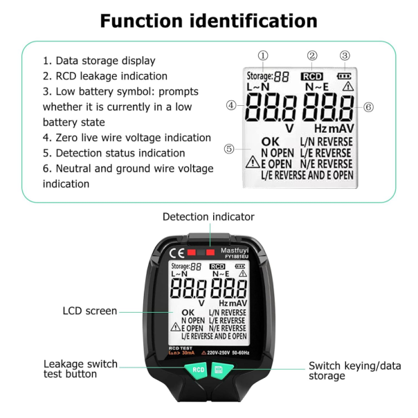 Tester za strujne utičnice JWD crni - 223268