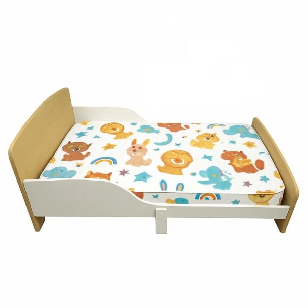 Dečiji drveni krevet sa zaštitom i ramom za dušek 140/70 cm – KINDER HOME - TF-11170