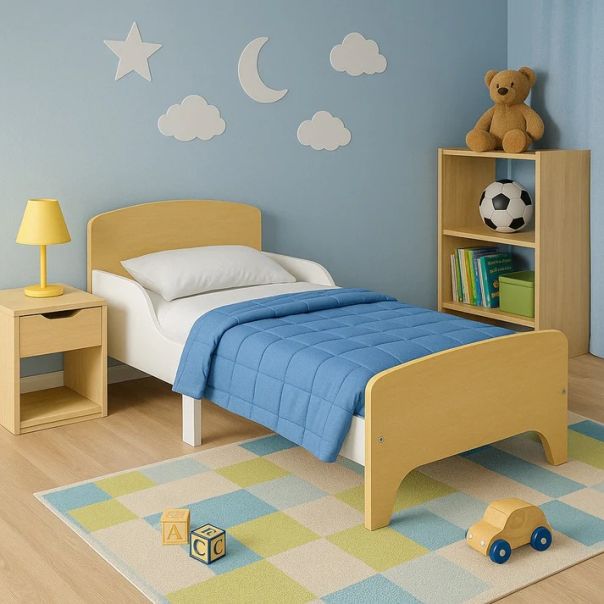 Dečiji drveni krevet sa zaštitom i ramom za dušek 140/70 cm – KINDER HOME - TF-11170