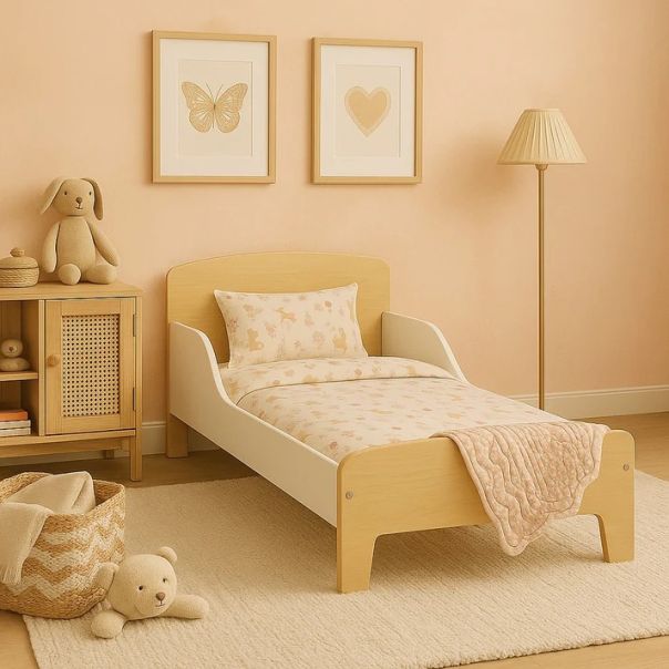 Dečiji drveni krevet sa zaštitom i ramom za dušek 140/70 cm – KINDER HOME - TF-11170