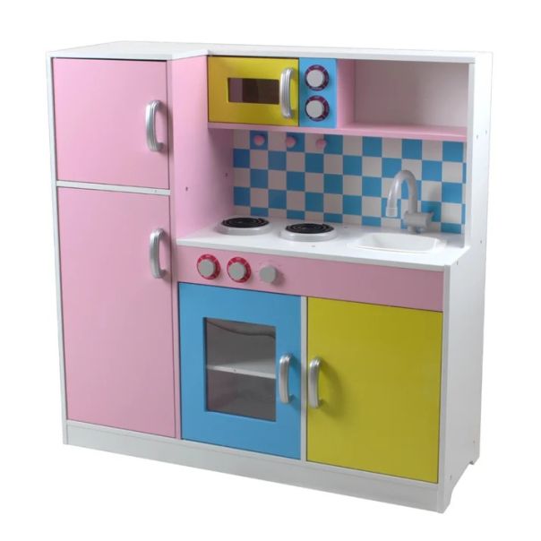 KINDER HOME Dečija kuhinja, drvena igračka za igranje uloga sa šarenim dizajnom, dimenzije - TF-5251