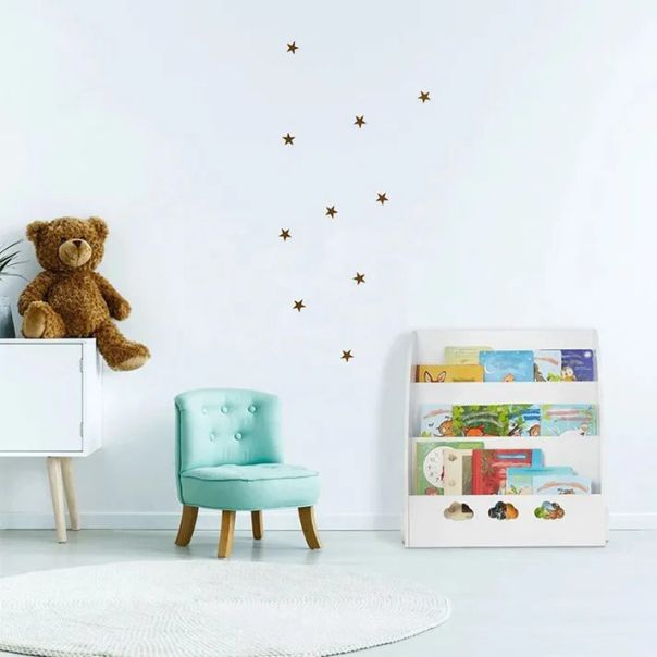 KINDER HOME Dečija drvena polica za knjige sa delom za skladištenje bela - TF-5733