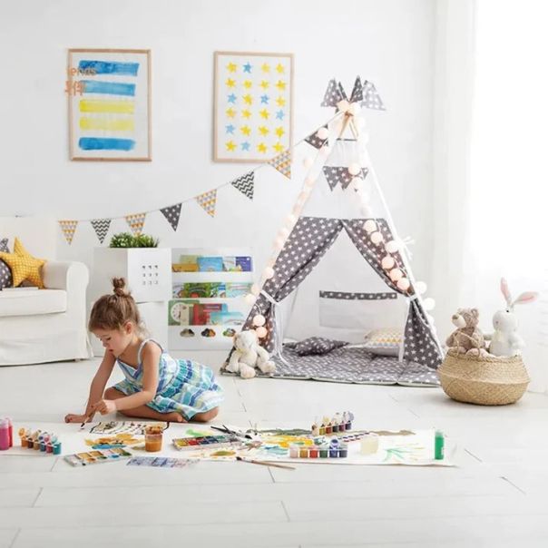 KINDER HOME Dečija drvena polica za knjige sa delom za skladištenje bela - TF-5733