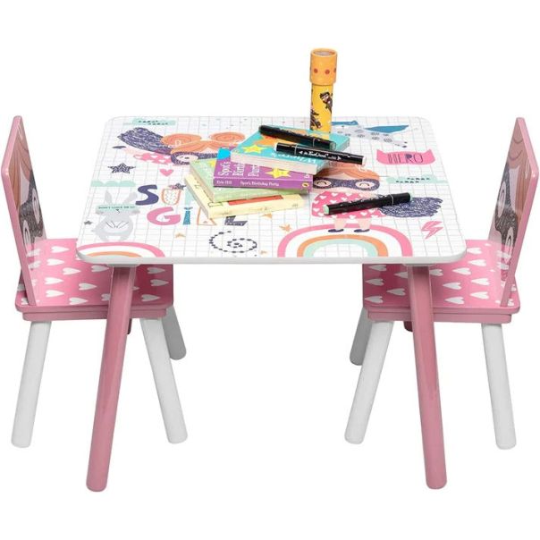 KINDER HOME Drveni dečiji sto sa stolicama roze - TF-6001