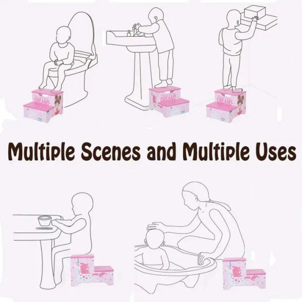 KINDER HOME Dečija stolica - stepenice na 2 nivoa, roze - TF-6019