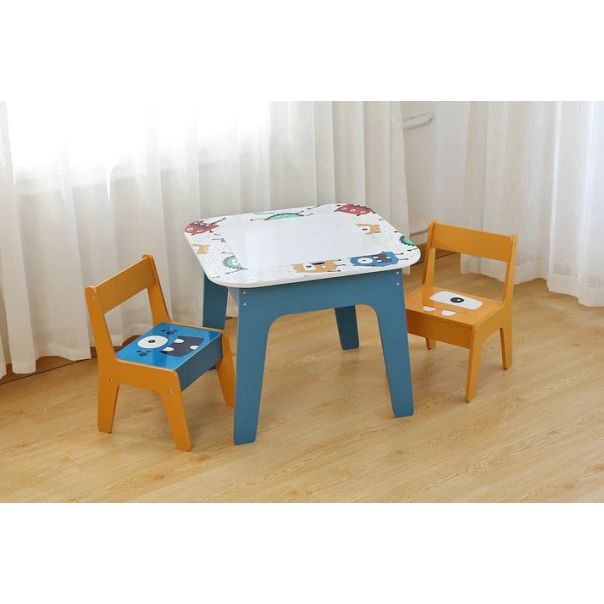 KINDER HOME Dvostrani dečiji sto sa 2 stolice šareni - TF-6059