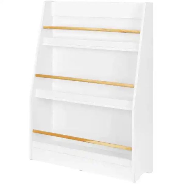KINDER HOME Dečija polica, Drveni organizator za knjige i igračke, bela boja, za udobnu dečiju sobu - TF-6142-V