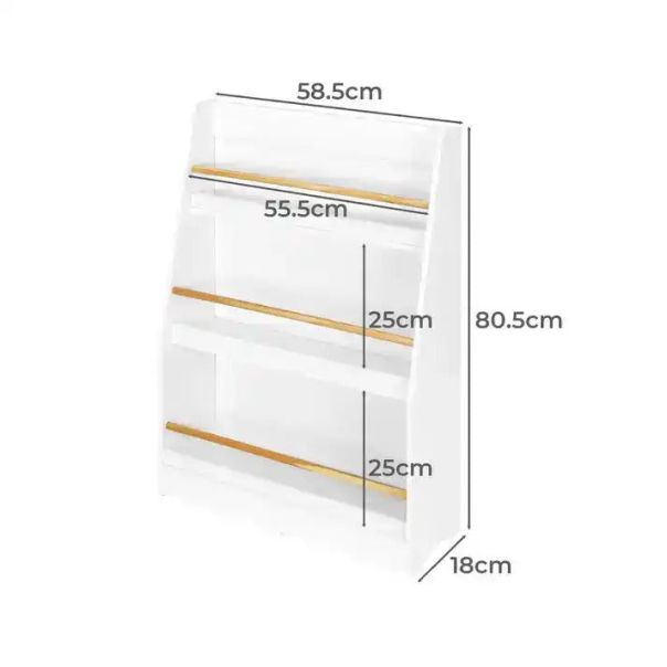 KINDER HOME Dečija polica, Drveni organizator za knjige i igračke, bela boja, za udobnu dečiju sobu - TF-6142-V