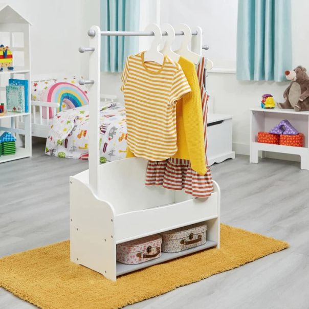 KINDER HOME Drveni stalak sa policama za dečiju odeću beli - TF-6203