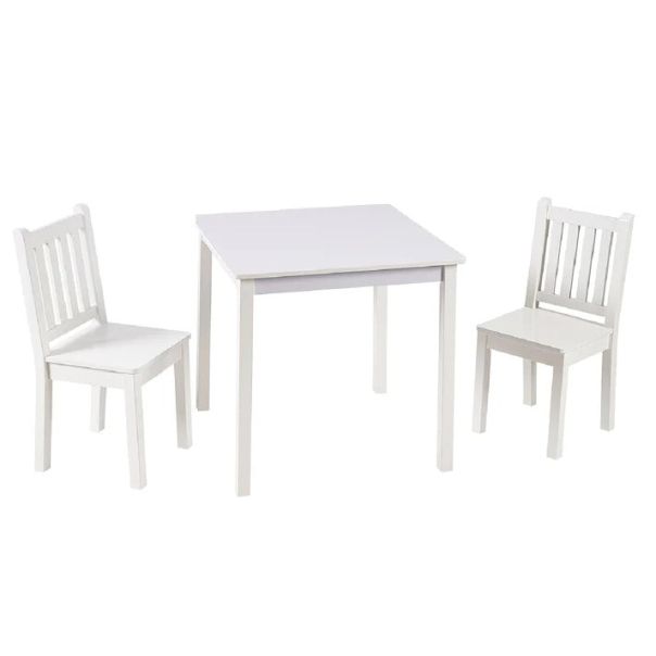 KINDER HOME Dečiji drveni sto sa 2 stolice, set za učenje, crtanje, igru, jelo - BELI - TF-6644-V