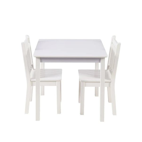 KINDER HOME Dečiji drveni sto sa 2 stolice, set za učenje, crtanje, igru, jelo - BELI - TF-6644-V