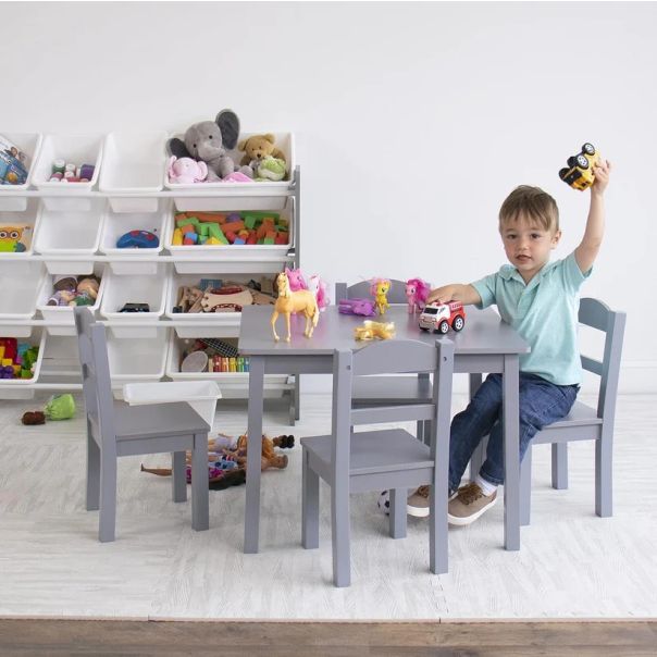 Dečiji sto sa 4 stolice KINDER HOME – Drveni dečiji sto za igru i učenje - EP2988397
