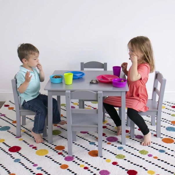 Dečiji sto sa 4 stolice KINDER HOME – Drveni dečiji sto za igru i učenje - EP2988397