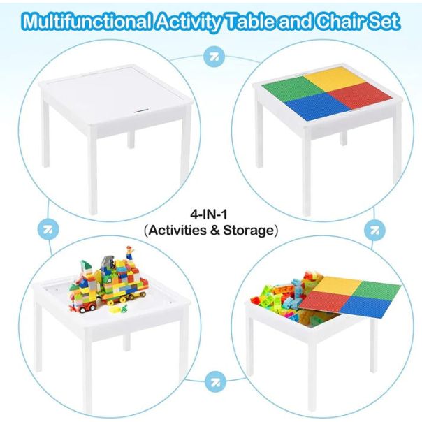 KINDER HOME Dvostrani dečiji sto sa 2 stolice šareni - TF-6705