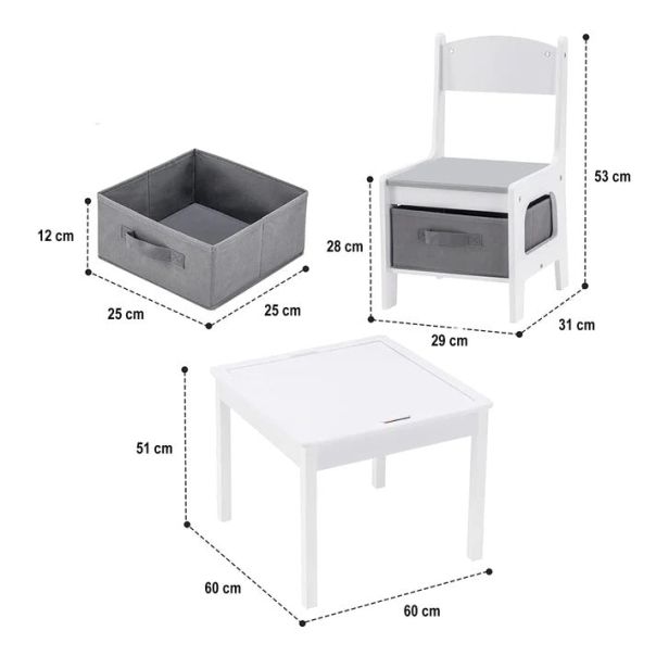 KINDER HOME Dvostrani dečiji sto sa 2 stolice šareni - TF-6705