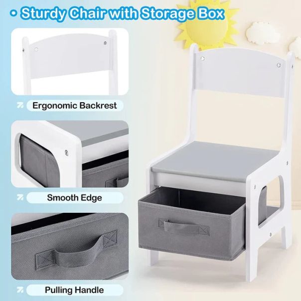 KINDER HOME Dvostrani dečiji sto sa 2 stolice šareni - TF-6705