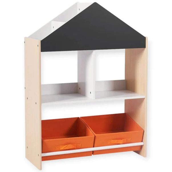 Kinder home Dečiji ormarić, regal za igračke i knjige sa tablom za pisanje, kuća, drvo - TF-6747
