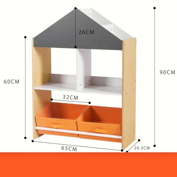 Kinder home Dečiji ormarić, regal za igračke i knjige sa tablom za pisanje, kuća, drvo - TF-6747