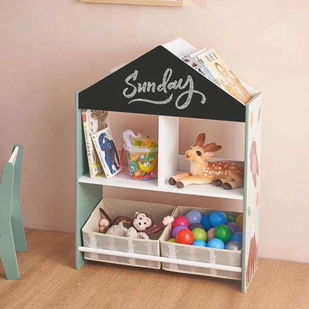 KINDER HOME Ormar za igračke i knjige,Crna tabla za pisanje - TF-6806