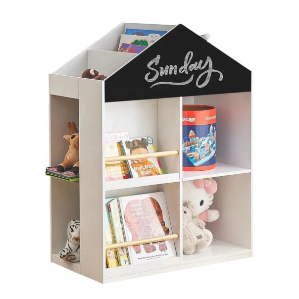 Dečija polica za igračke i knjige KINDER HOME, Kućica sa policama i tablom za crtanje, Montesori - TF-6919-G