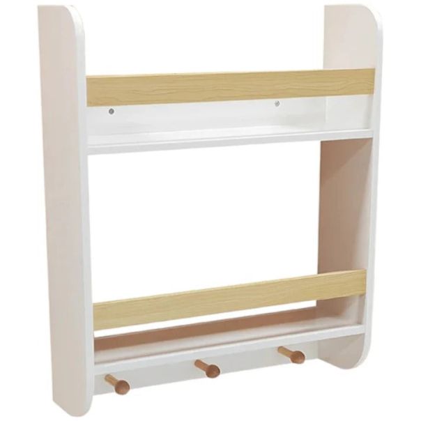 KINDER HOME Dečija polica KINDER HOME, Zid sa policama i vešalicama, bela, za dečiju sobu - TF-6931