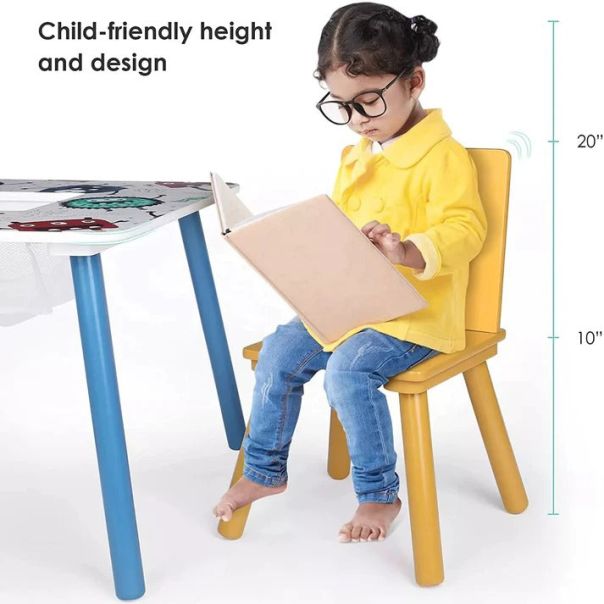 KINDER HOME Dečiji drveni sto sa 2 stolice šareni - TF6051