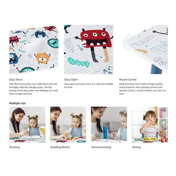 KINDER HOME Dečiji drveni sto sa 2 stolice šareni - TF6051