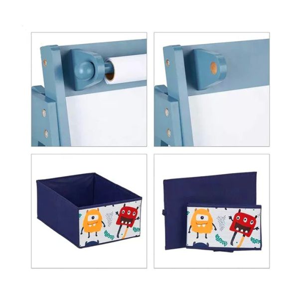 KINDER HOME Dečija drvena tabla sa magnetima na postolju, plavo/žuta - TF6057