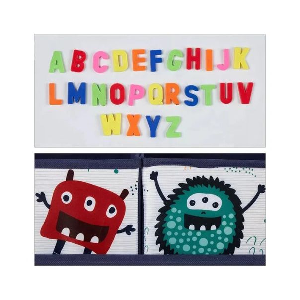KINDER HOME Dečija drvena tabla sa magnetima na postolju, plavo/žuta - TF6057