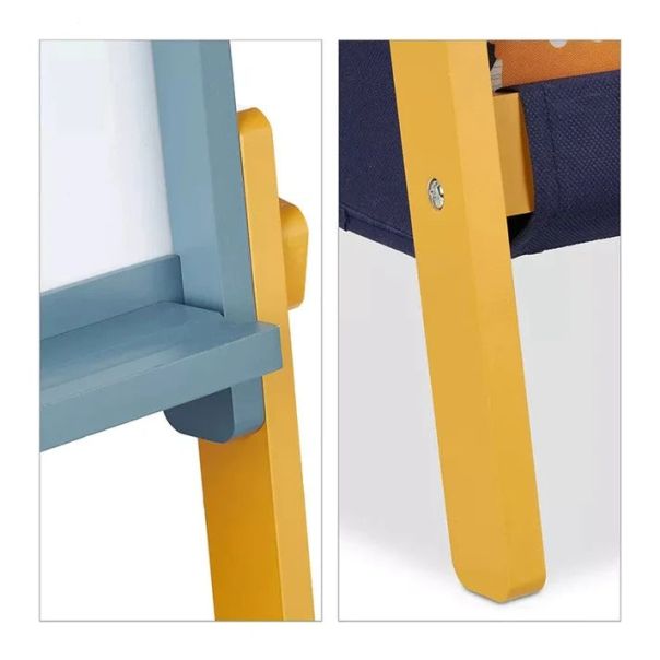 KINDER HOME Dečija drvena tabla sa magnetima na postolju, plavo/žuta - TF6057