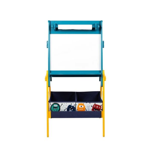 KINDER HOME Dečija drvena tabla sa magnetima na postolju, plavo/žuta - TF6057