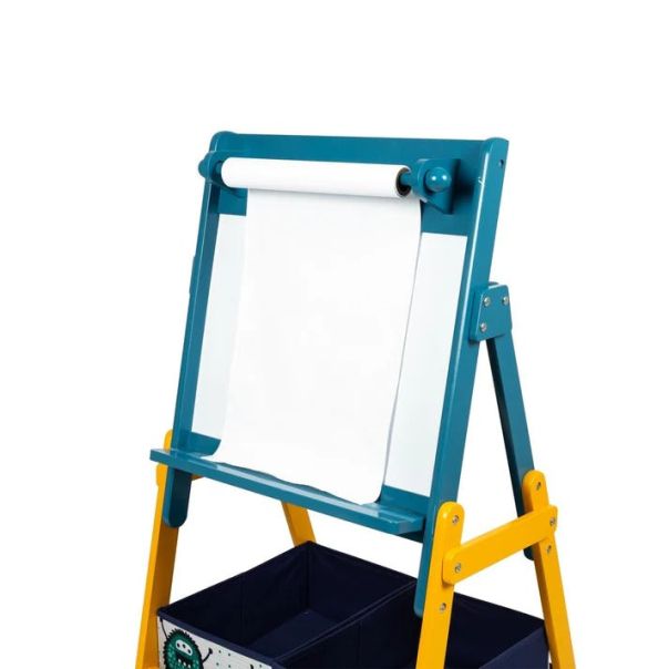 KINDER HOME Dečija drvena tabla sa magnetima na postolju, plavo/žuta - TF6057