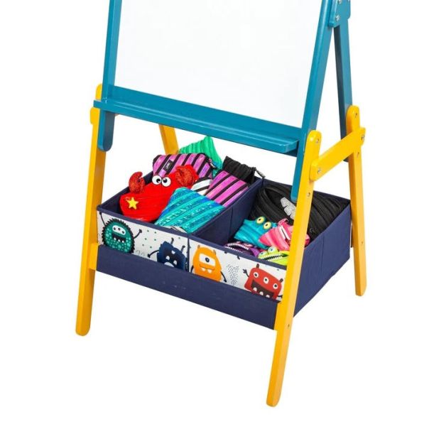 KINDER HOME Dečija drvena tabla sa magnetima na postolju, plavo/žuta - TF6057