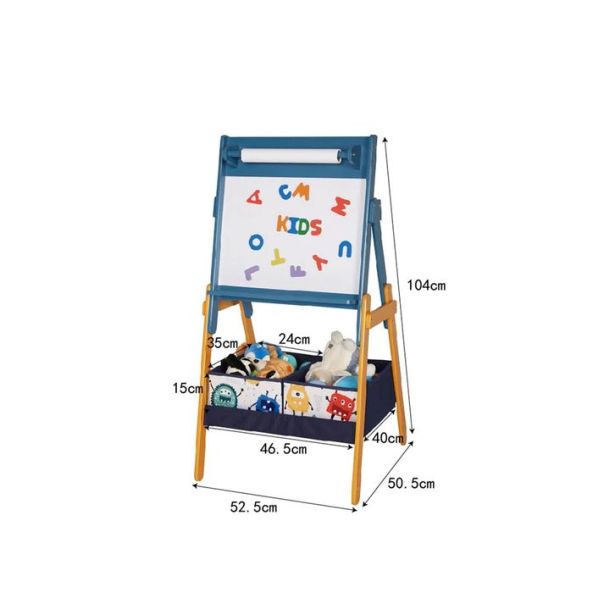 KINDER HOME Dečija drvena tabla sa magnetima na postolju, plavo/žuta - TF6057