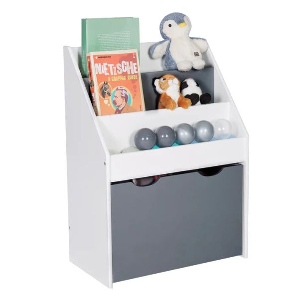 KINDER HOME Dečija drvena polica belo-siva - TF6114