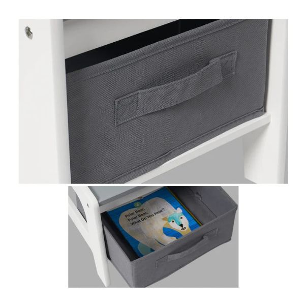 KINDER HOME Dvostrani dečiji drveni sto sa 2 stolice belo-sivi - TF6265